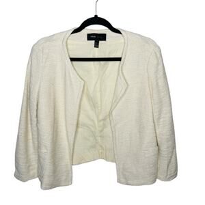 MNG MANGO CASUAL / cream off white metallic sparkle open front blazer jacket / M